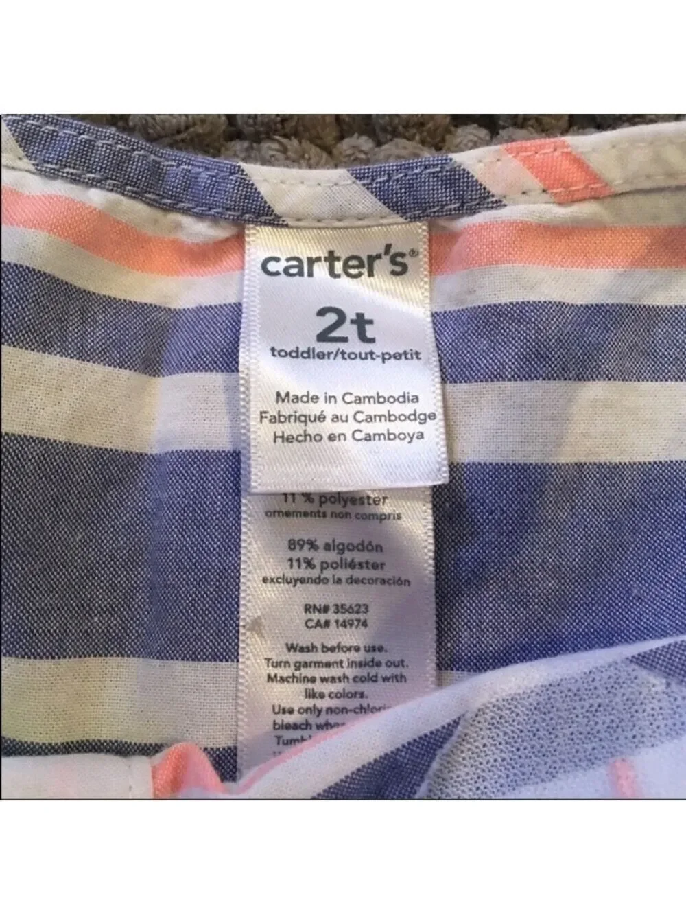 CARTER’S Striped Peplum Tank & Shorts size 2T